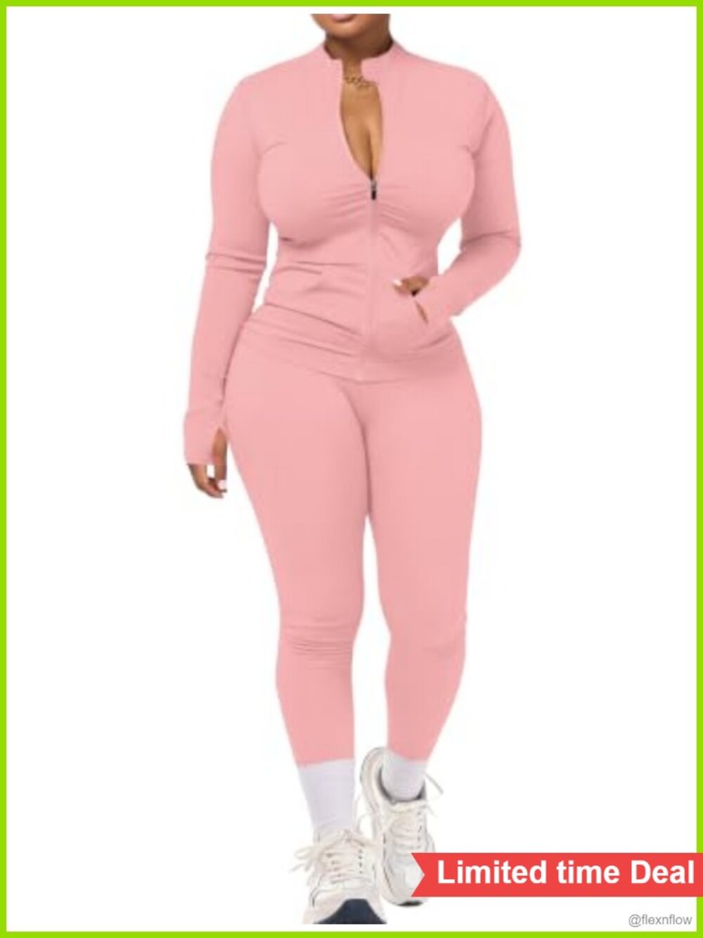 2 Piece Yoga Tracksuit Set Zip Jacket High Waist Leggings Athletic Activewear